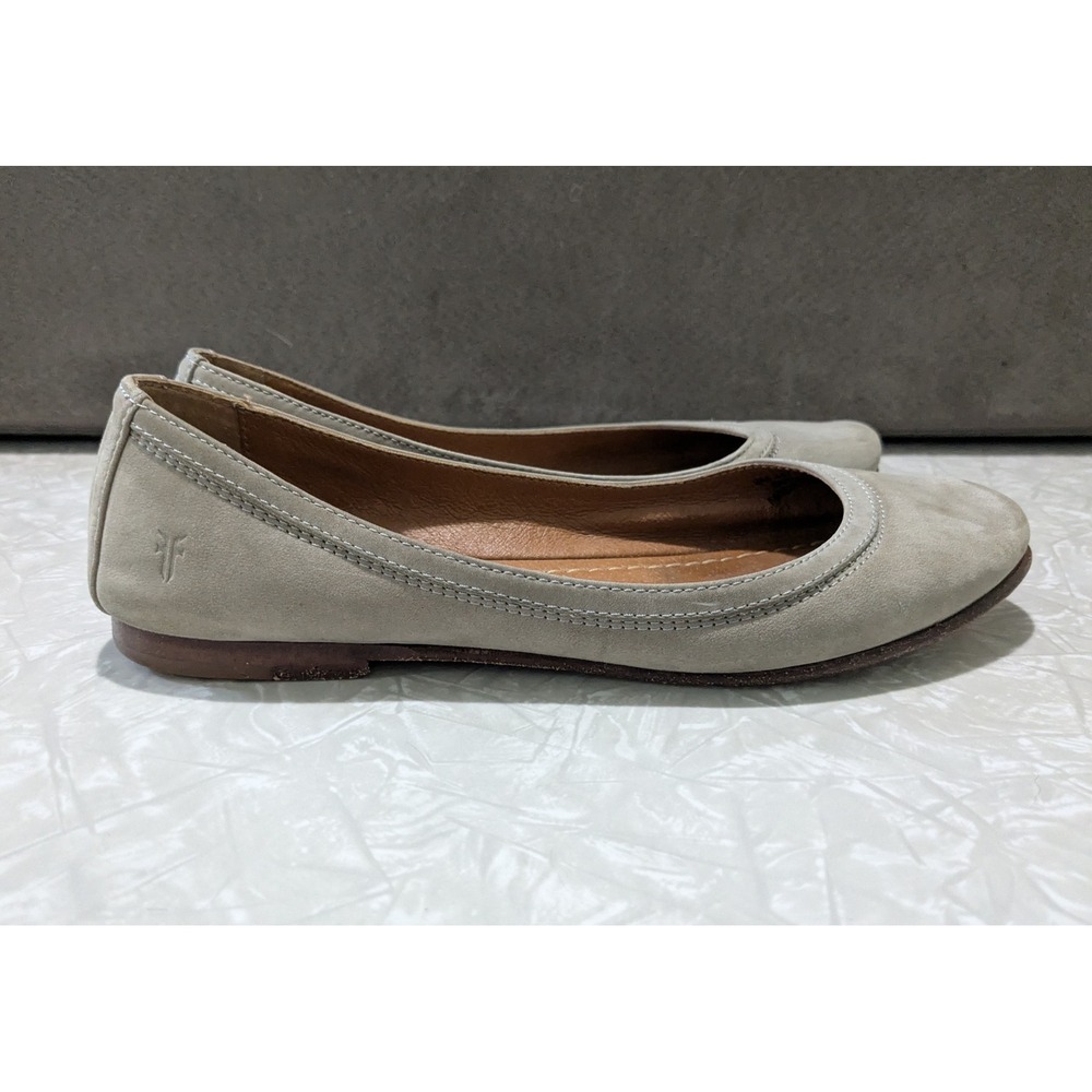 Frye Grey Suede Ballet Flats Size 8 Round Toe Leather Sole Slip On Shoes
